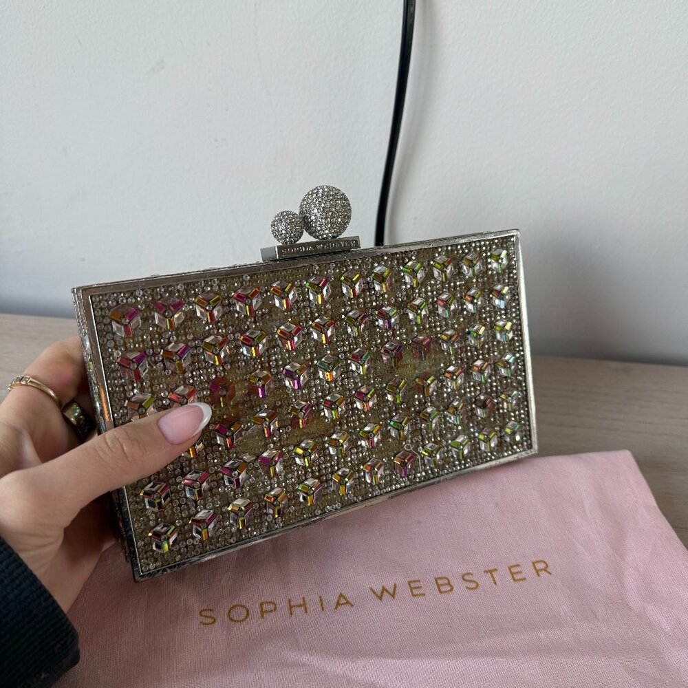 Sophia Webster Clara Clutch Box Bag Crystal Embellished - Picture 3 of 14